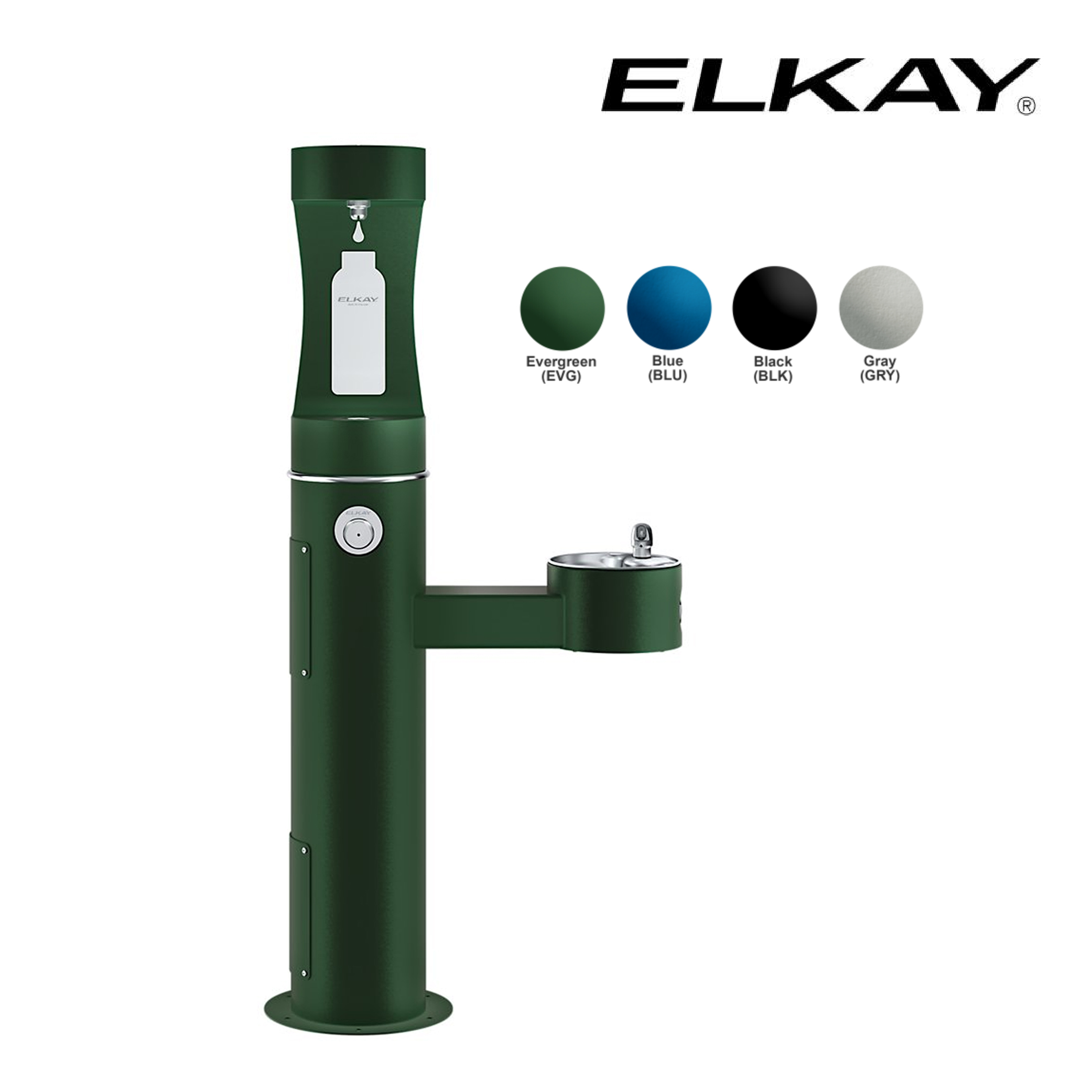 Elkay Outdoor ezH2O® Upper Filling Station Bi-Level Pedestal Non-Filtered Non-Refrigerated